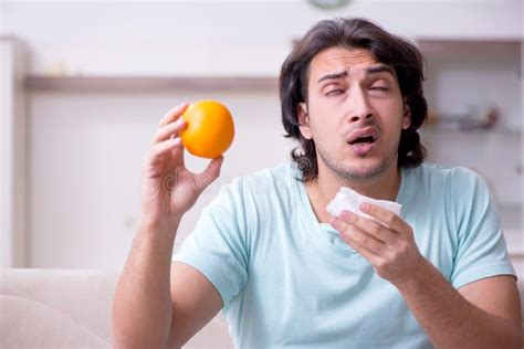 Young Man Suffering From Allergy Stock Image Image Of Runny Organic