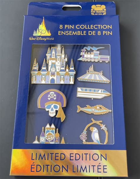 Rare Disney World 50th Anniversary Limited Edition Pins Set Town