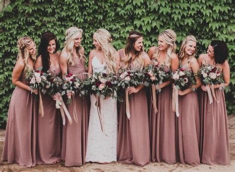 It's the perfect pastel that can be styled into any wedding palette, whether your vibes are boho, romantic, or modern. autumn mauve-bridesmaid-dresses-mauve-wedding-bridesmaid ...