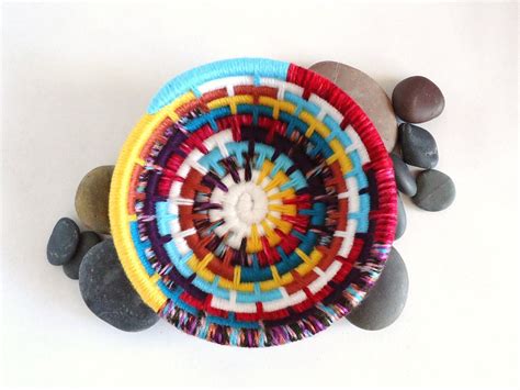 Yarn Coiled Basket Storage Basket Multicolored By Jcstars On Etsy