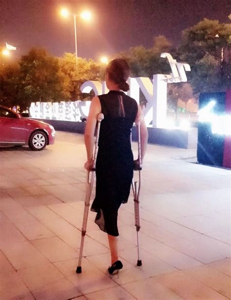 Amputee Lady Crutches