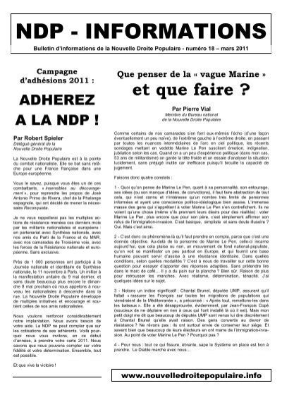 Ndp Infos 18 Synthèse Nationale