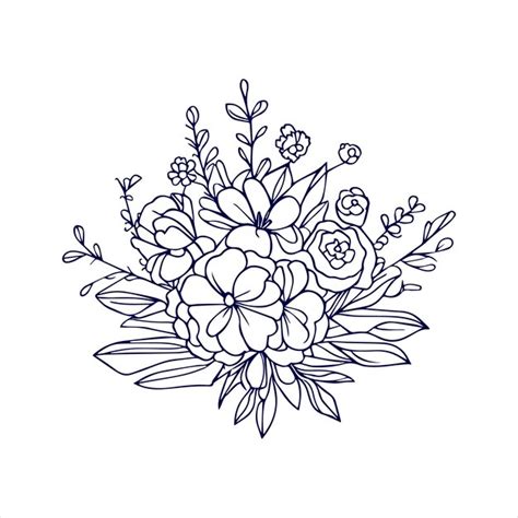 Premium Vector Flower Bouquet Line Art With Hand Drawn