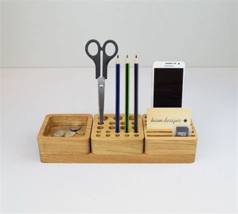 Stackable Wooden Desk Organiser Desk Tidy Oak By Beamdesigns Wooden