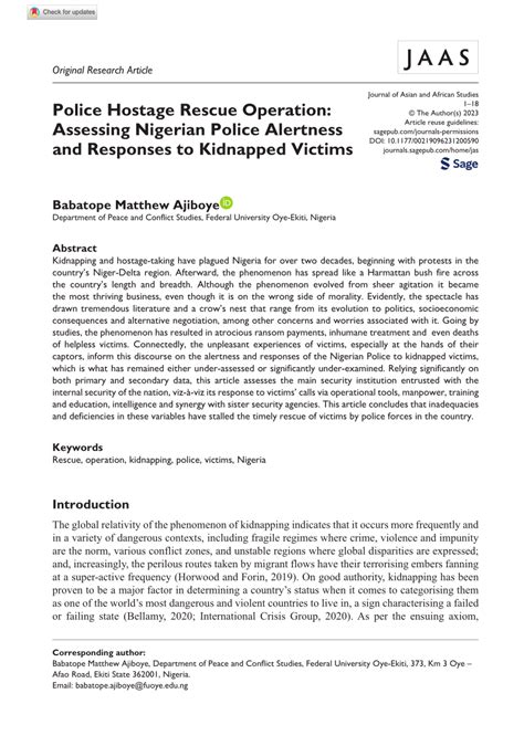 Pdf Police Hostage Rescue Operation Assessing Nigerian Police