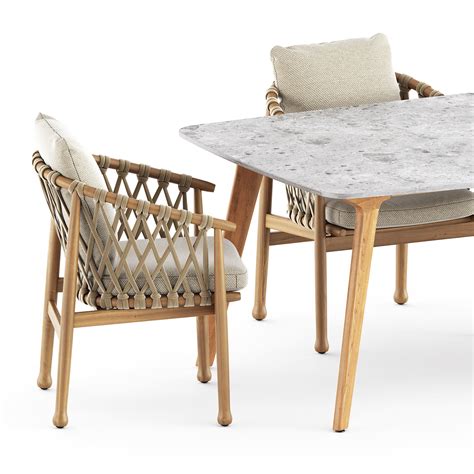 Ginestra Outdoor Chairs By Bb Italia And Torsa Dining Table Teak 3d
