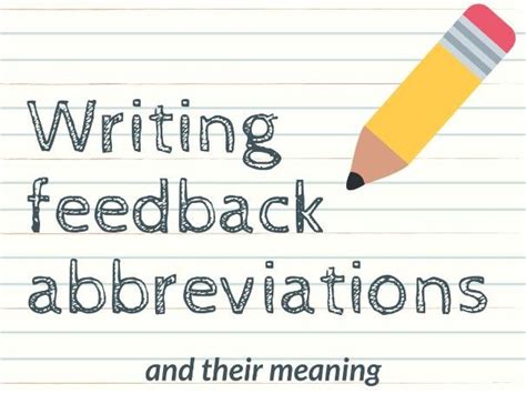Writing Feedback Abbreviations Poster Teaching Resources