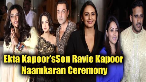 Huma Qureshi Bobby Deol Anita And Rohit At Ekta Kapoor S Son Ravie Kapoor Naamkaran Ceremony