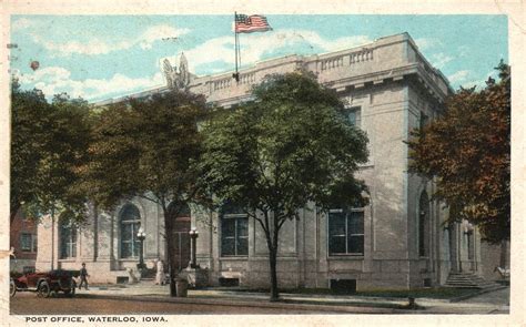 Vintage Postcard 1923 Post Office Building Waterloo Iowa Ia Structure U