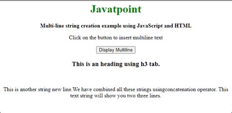 Javascript Multi Line String Javatpoint