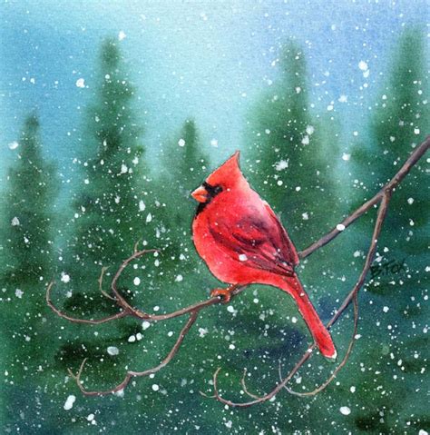 Cardinal In Snow Cardinal Painting Painting Birds Painting