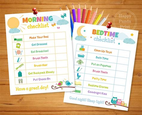 Morning And Bedtime Checklist Printable Morning Routine Etsy