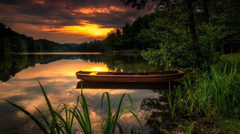A collection of uhd 8k resolution wallpapers. Landscape Nature Sunset Orange Sky Forest Lake Boat Green ...