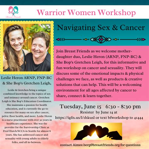 Warrior Workshop Navigating Sex And Cancer With Leslie Heron And
