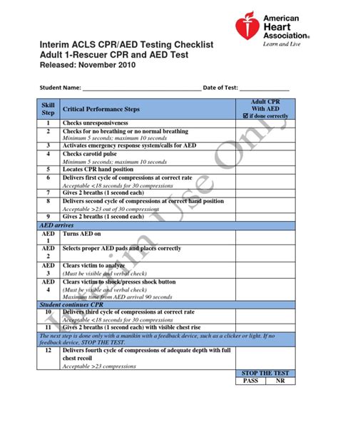 Acls Testing Checklist Pdf