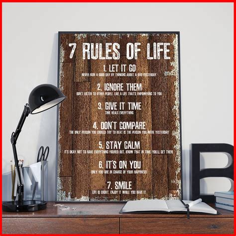 7 Rules Of Life Inspirational Motto Canvas Print Wall Art 7 Etsy