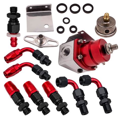 Adjustable Fuel Pressure Regulator Kit 100psi Guage An 6 Fitting Red