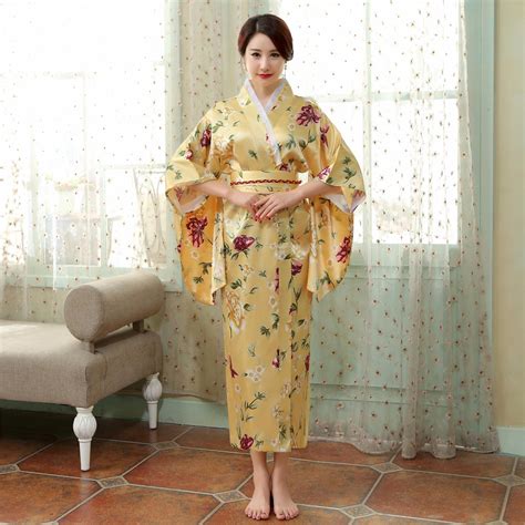 buy traditional japanese women yukata dress gown high quality satin kimono new