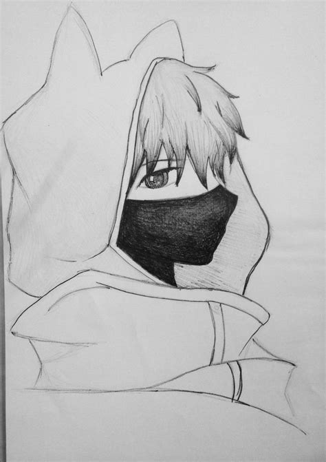 Hoodie Face Mask How To Draw Anime Characters Black And