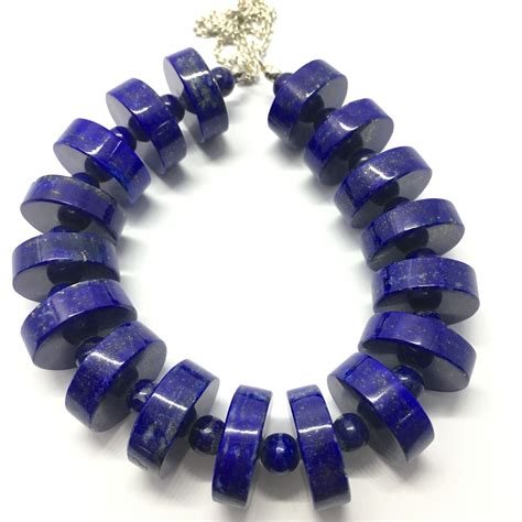 Lapis Lazuli Necklace Lapis Necklace Disk And Round Beads 326 Ct