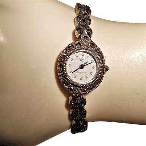 Diamond 925 Sterling Silver Marcasite Ladies Watch From Jadeparrot On