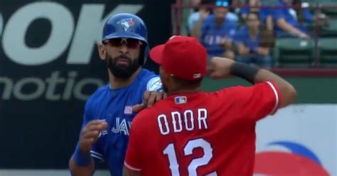 Jose Bautista Hit With Brutal Punch By Rougned Odor That Ignites Brawl