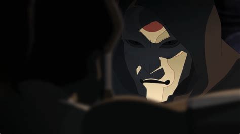 An Animated Image Of A Man With Black Hair And Red Eyes Looking At