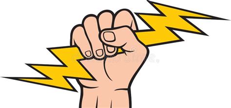 Hand Holding Lightning Bolt Fist Stock Vector Illustration Of