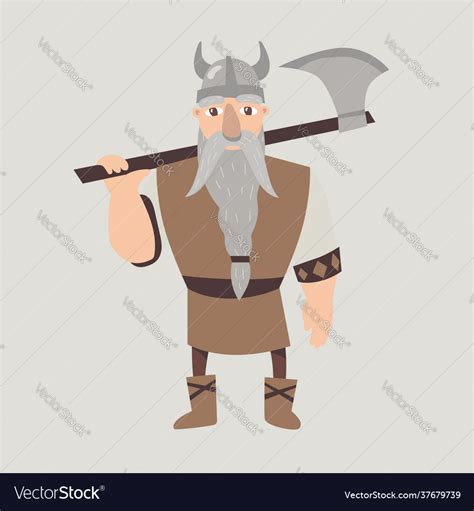 Scandinavian Viking Medieval Cartoon Character Vector Image