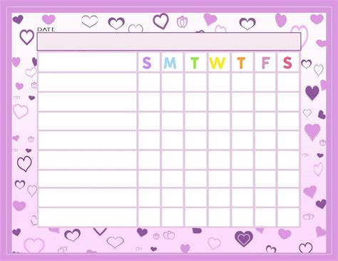 Chore Chart For Kids Pink Heart Themed Behavior Reward