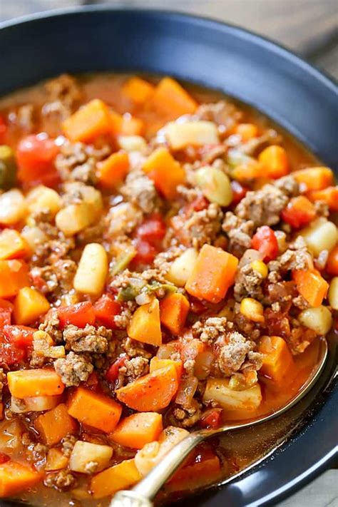 Rich and flavorful ground beef vegetable soup makes a comforting start to a winter meal and is hearty enough for a main course. Easy Vegetable Soup Recipe - Yummy Healthy Easy