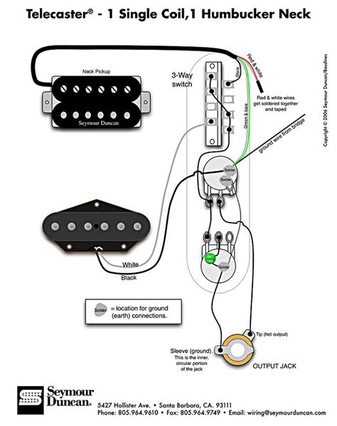 1 humbucker, 2 single coil 5 way switch w push/pull coil tap. Tele Wiring Diagram - 1 single coil, 1 neck humbucker. My other wiring option. Only problem is ...