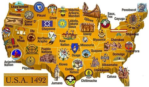 Mapa De Tribus Indias Nativas Americanas De Estados Unidos P Ster De