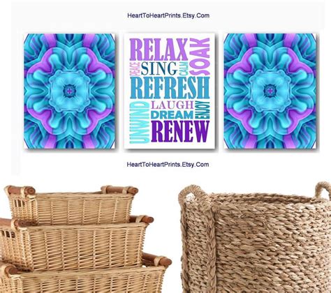Maybe you would like to learn more about one of these? Bathroom Set of 3 Prints Teal Purple Bathroom Wall Art ...