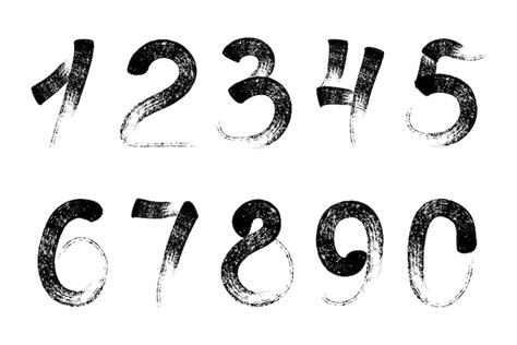 Premium Vector Calligraphic Paint Numbers Brush Lettering