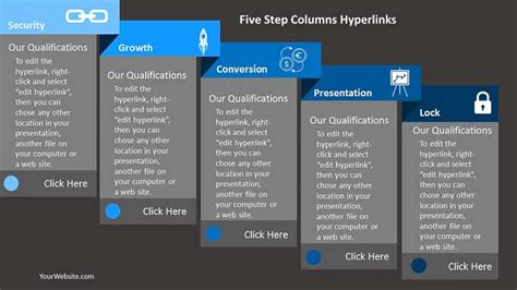 Five Steps Powerpoint Columns Slide Ocean