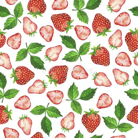 Strawberry Healthy Food Watercolor Background Illustration Set