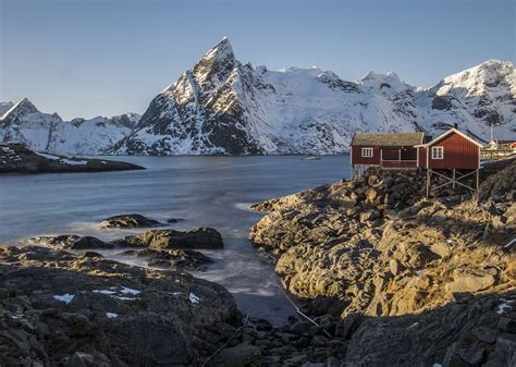 Hd Wallpaper Norway Reine Mountains Sea Ocean Cabins