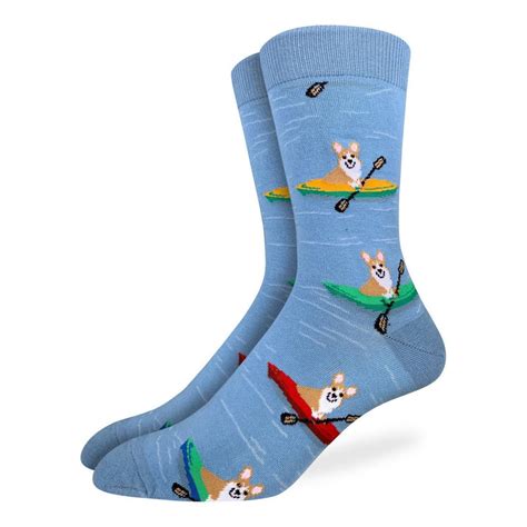 Mens Corgi Kayaking Socks Good Luck Sock