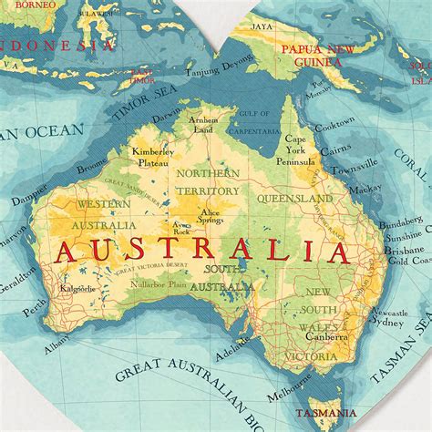 australia map heart print by bombus off the peg | notonthehighstreet.com