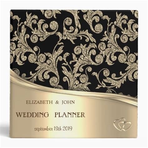 Elegant Gold Hearts Gold Glitter Swirls 3 Ring Binder Zazzle