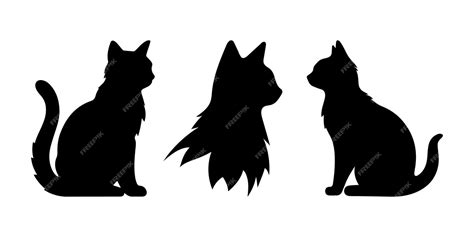 Premium Vector Set Black Cats Isolated On White Background Feline Silhouettes Black Cat For