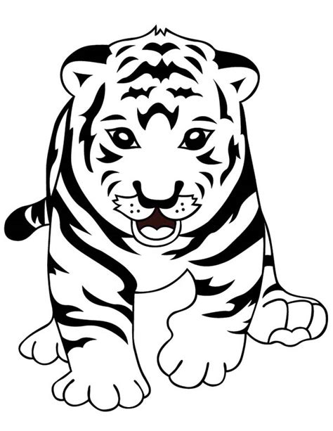 A Cute Tiger Cub Learn To Walk Properly Coloring Page Download