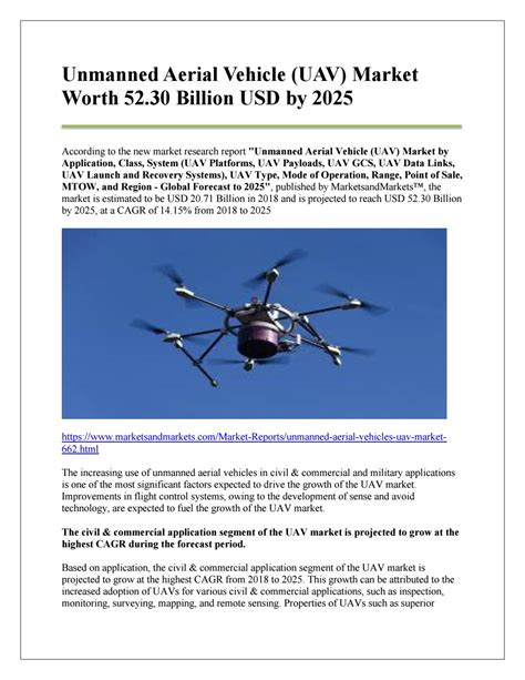 Unmanned Aerial Vehicle Uav Market Worth 5230 Billion Usd By 2025 By