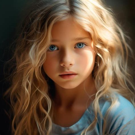 Premium Ai Image A Girl With Long Blonde Hair And Blue Eyes