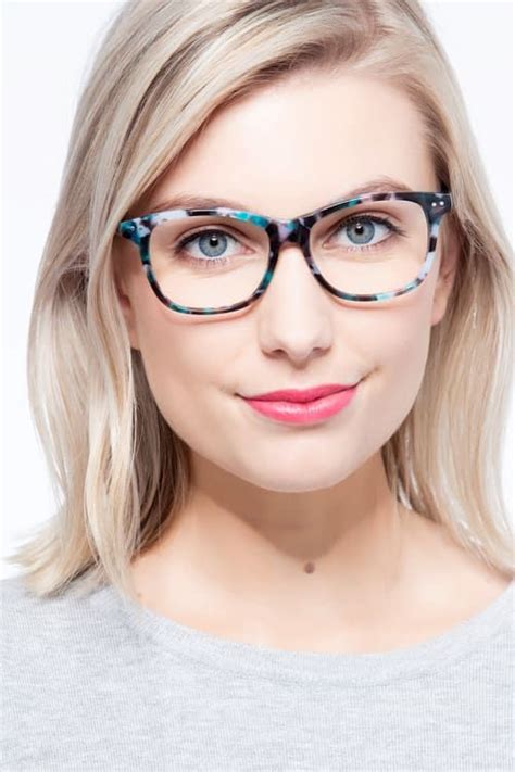 Almost Famous Nebular Blue Acetate Eyeglass Frames For Women From Eyebuydirect Front View Cheap