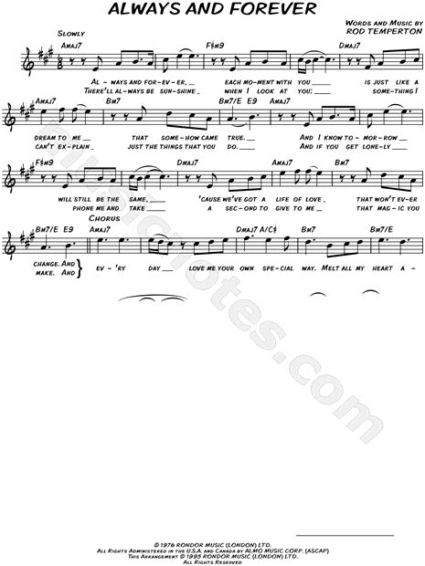 Heatwave Always And Forever Sheet Music Leadsheet In A Major Transposable Download