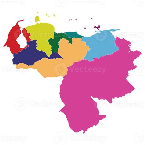 Venezuela Map Map Of Venezuela In Mains Regions In Multicolor 36876317 Png