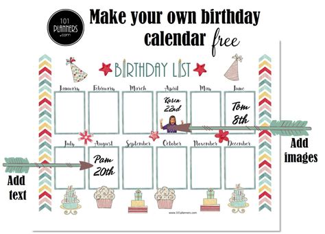 Template For Birthday Calendar Printable Word Searches