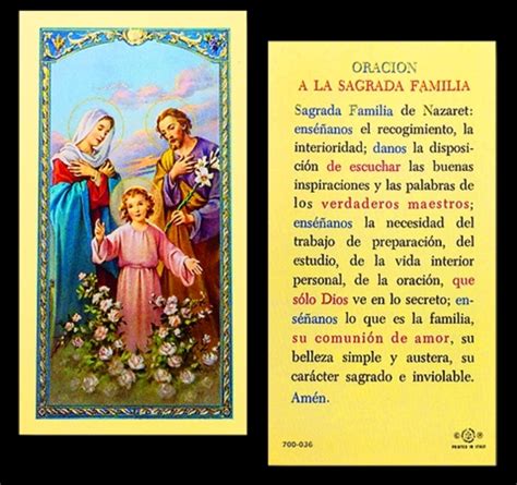 Photo Of Oracion A La Sagrada Familia Laminated Holy Card 700 036